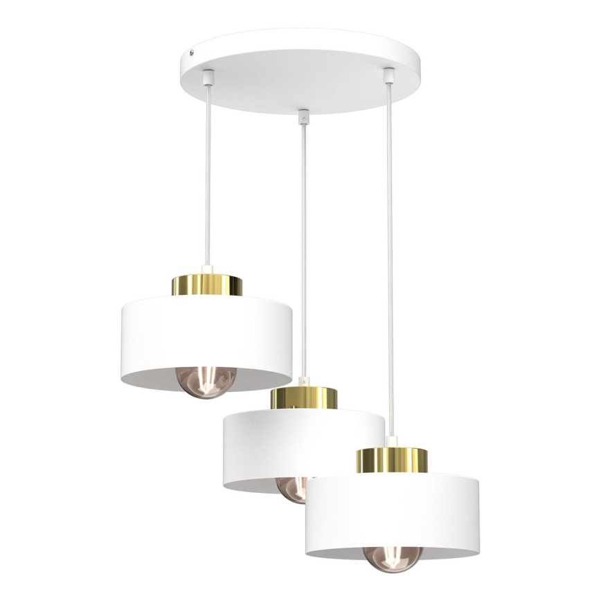 Luster na sajli MARTI 3xE27/15W/230V bijela/zlatna