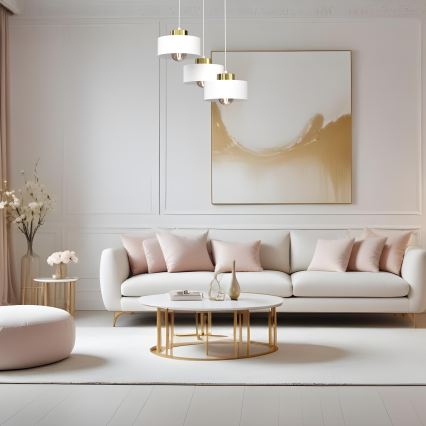 Luster na sajli MARTI 3xE27/15W/230V bijela/zlatna