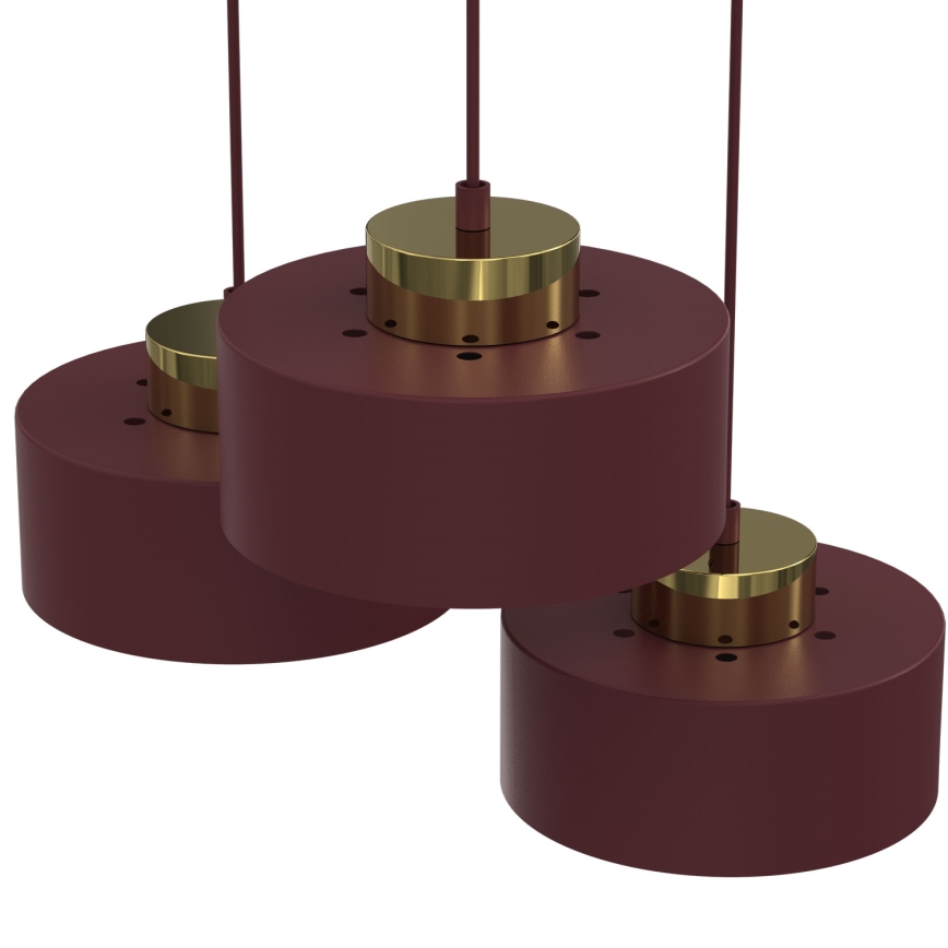 Luster na sajli MARTI 3xE27/15W/230V bordo/zlatna