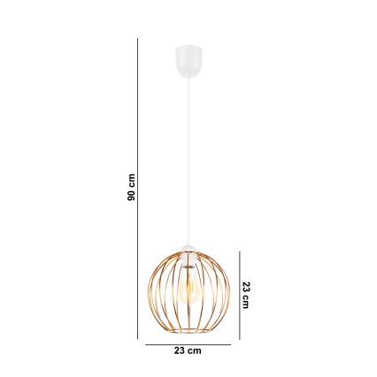 Luster na sajli MATT 1xE27/60W/230V bijela/bakrena