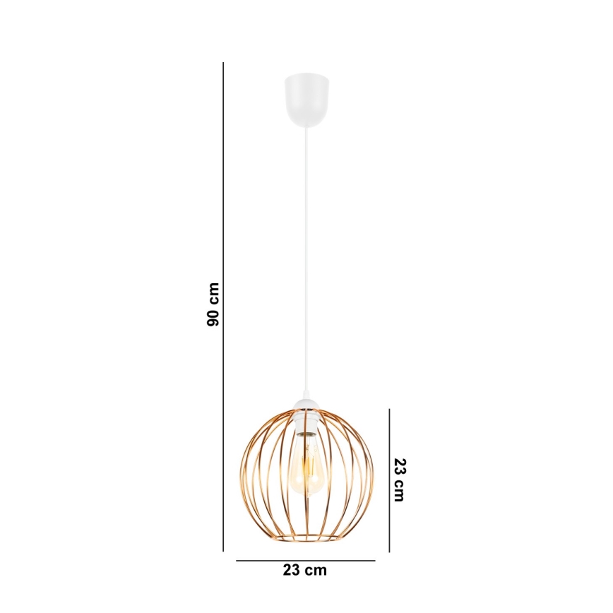 Luster na sajli MATT 1xE27/60W/230V bijela/bakrena