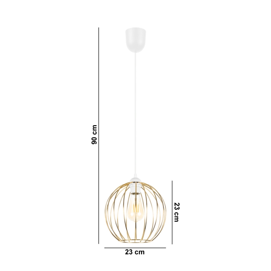 Luster na sajli MATT 1xE27/60W/230V bijela/zlatna