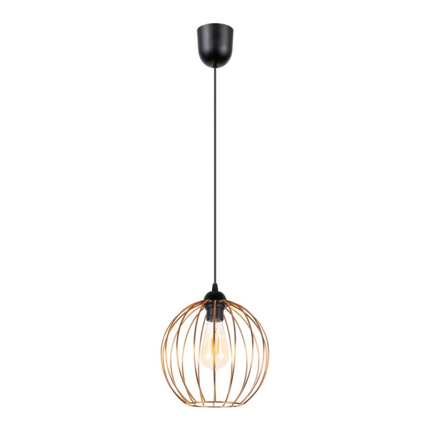 Luster na sajli MATT 1xE27/60W/230V crna/bakrena