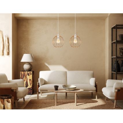 Luster na sajli MATT 2xE27/60W/230V bijela/bakrena