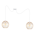 Luster na sajli MATT 2xE27/60W/230V pauk bijela/bakrena