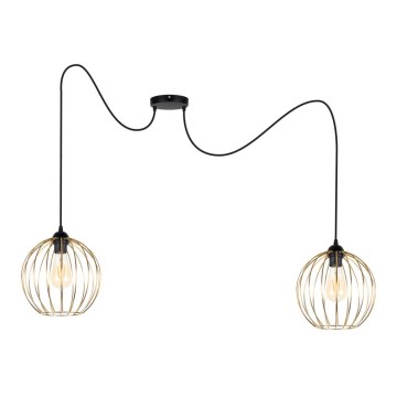 Luster na sajli MATT 2xE27/60W/230V pauk crna/zlatna