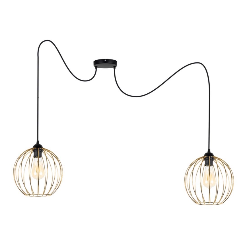 Luster na sajli MATT 2xE27/60W/230V pauk crna/zlatna