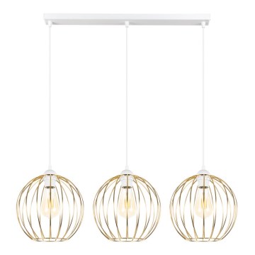 Luster na sajli MATT 3xE27/60W/230V bijela/zlatna