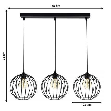 Luster na sajli MATT 3xE27/60W/230V