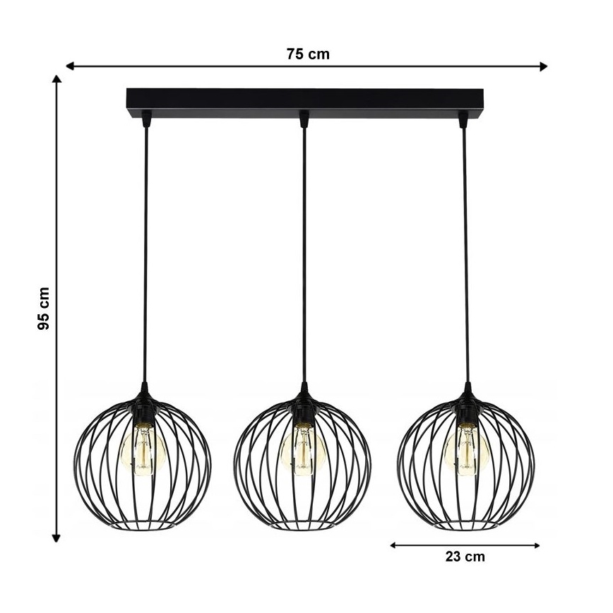 Luster na sajli MATT 3xE27/60W/230V