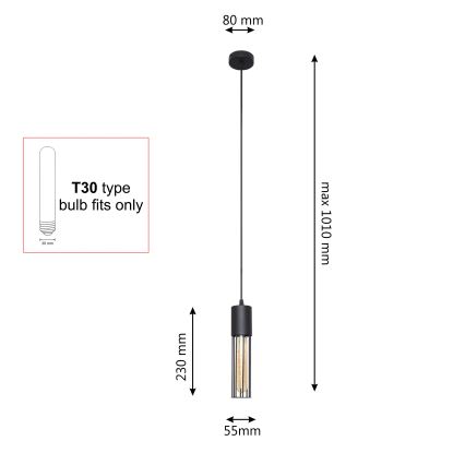 Luster na sajli MELODY 1xE27/15W/230V crna