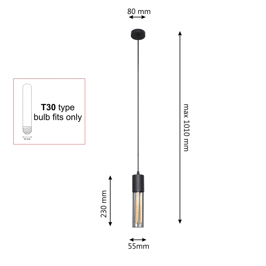 Luster na sajli MELODY 1xE27/15W/230V crna