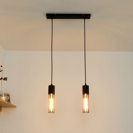 Luster na sajli MELODY 2xE27/15W/230V crna