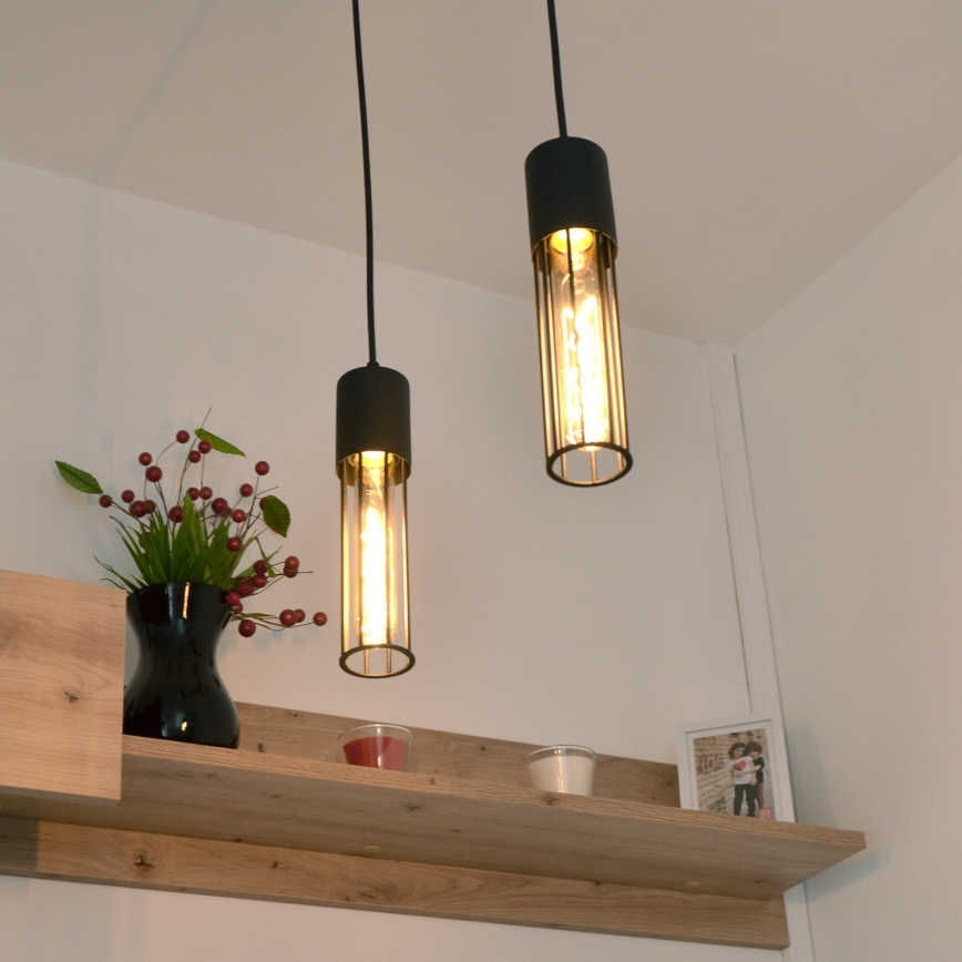 Luster na sajli MELODY 2xE27/15W/230V crna
