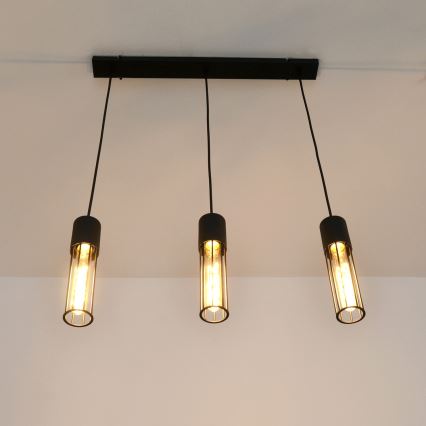 Luster na sajli MELODY 3xE27/15W/230V crna