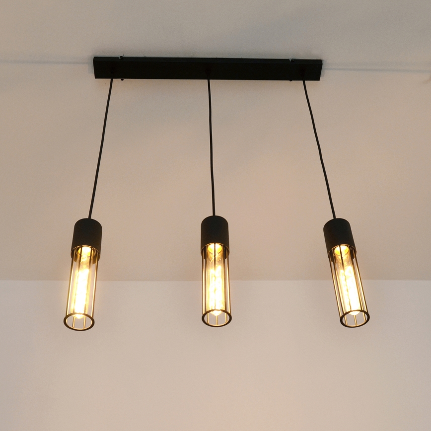 Luster na sajli MELODY 3xE27/15W/230V crna