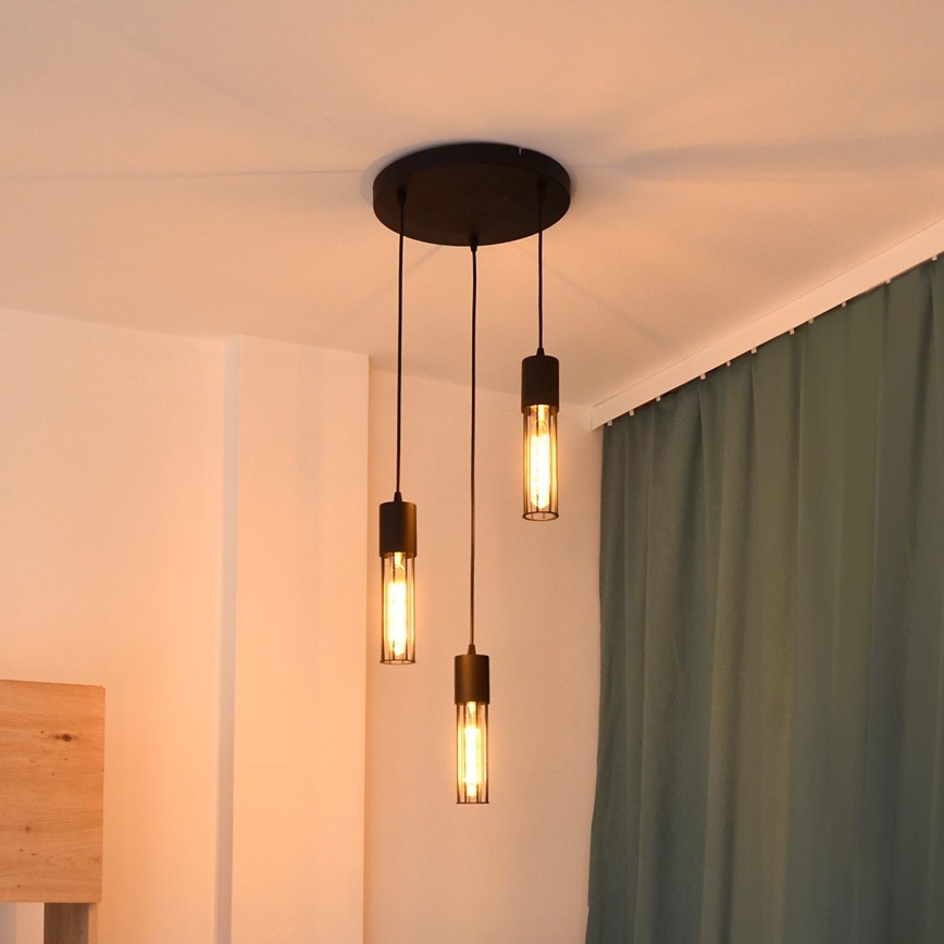 Luster na sajli MELODY 3xE27/15W/230V crna