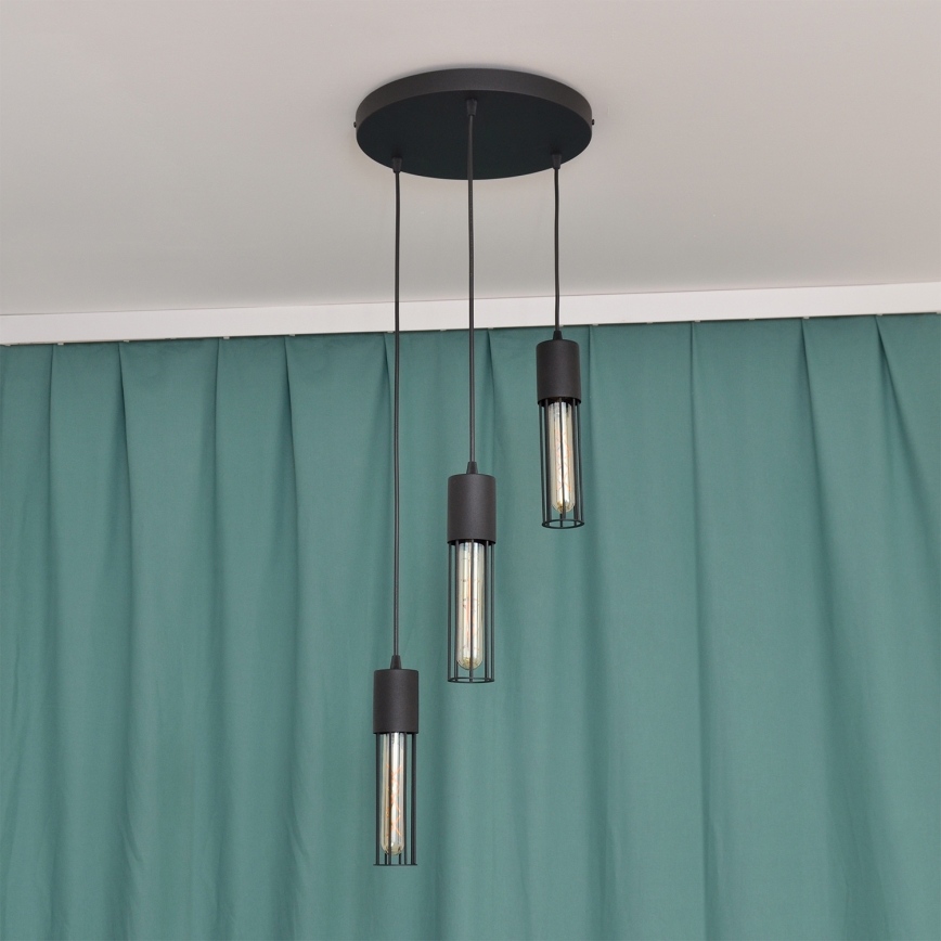 Luster na sajli MELODY 3xE27/15W/230V crna