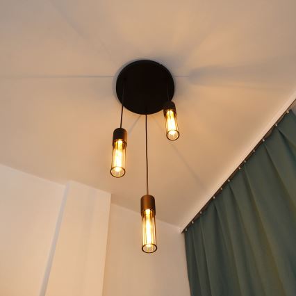Luster na sajli MELODY 3xE27/15W/230V crna