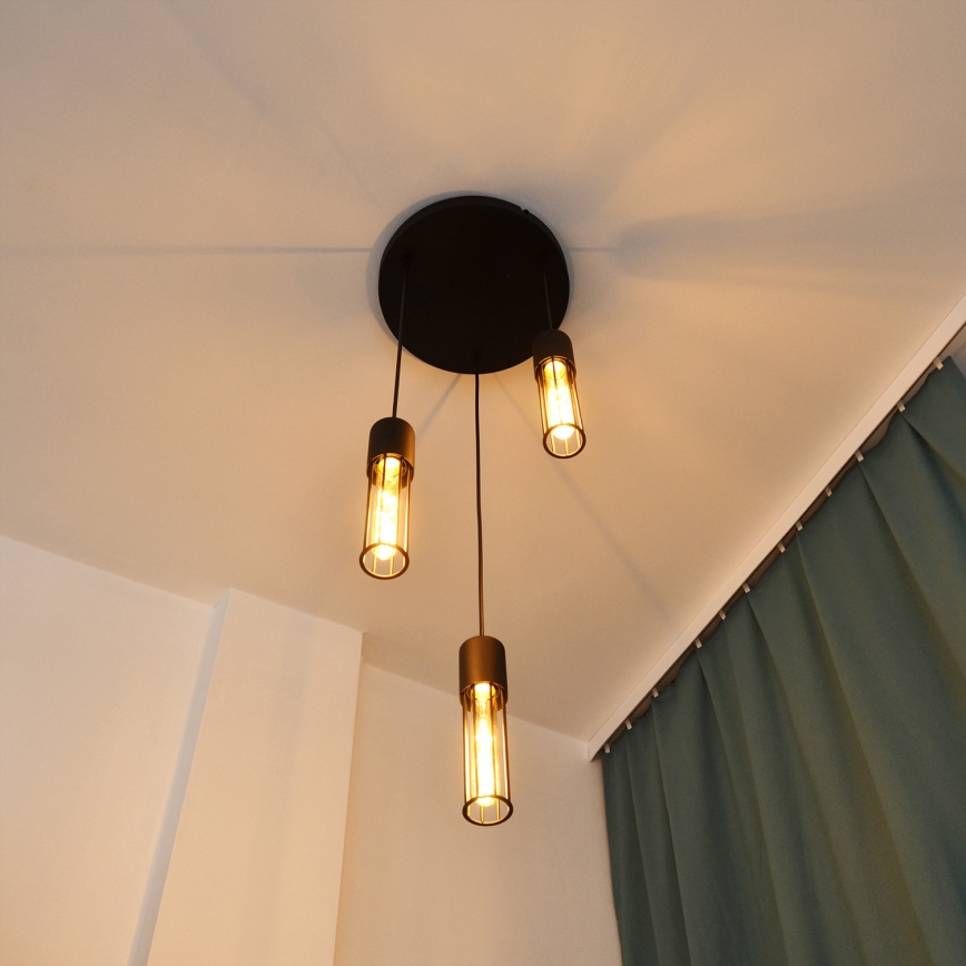 Luster na sajli MELODY 3xE27/15W/230V crna