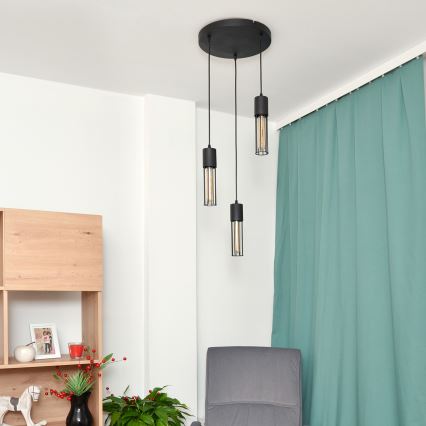 Luster na sajli MELODY 3xE27/15W/230V crna