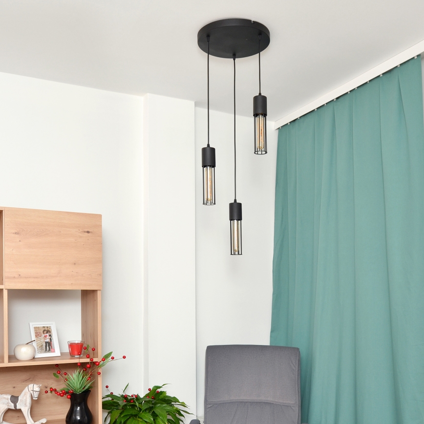 Luster na sajli MELODY 3xE27/15W/230V crna