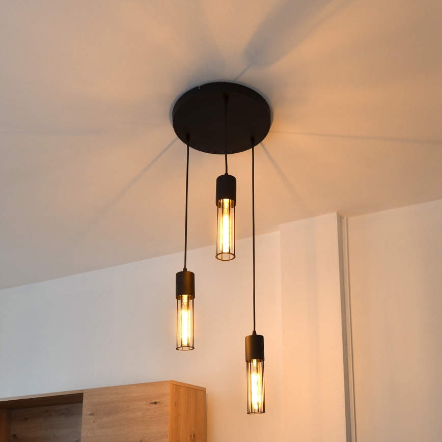 Luster na sajli MELODY 3xE27/15W/230V crna