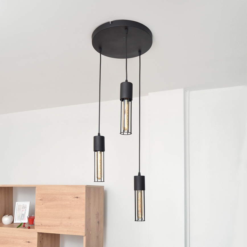 Luster na sajli MELODY 3xE27/15W/230V crna