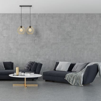 Luster na sajli MERCURE 2xE27/15W/230V zlatna/crna