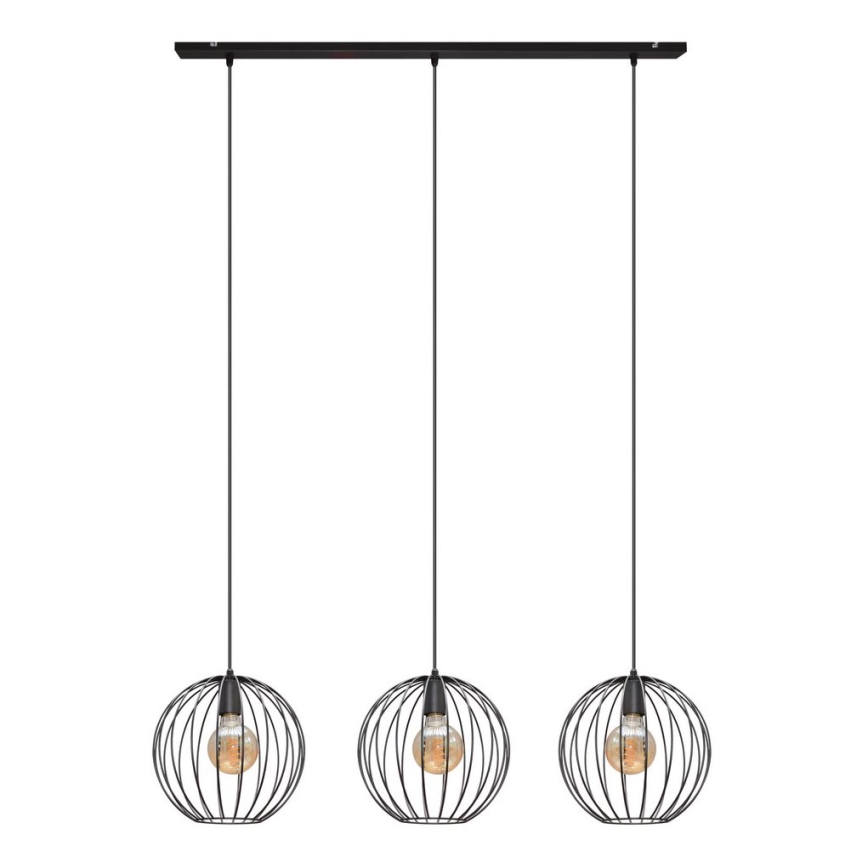 Luster na sajli MERCURE 3xE27/15W/230V crna