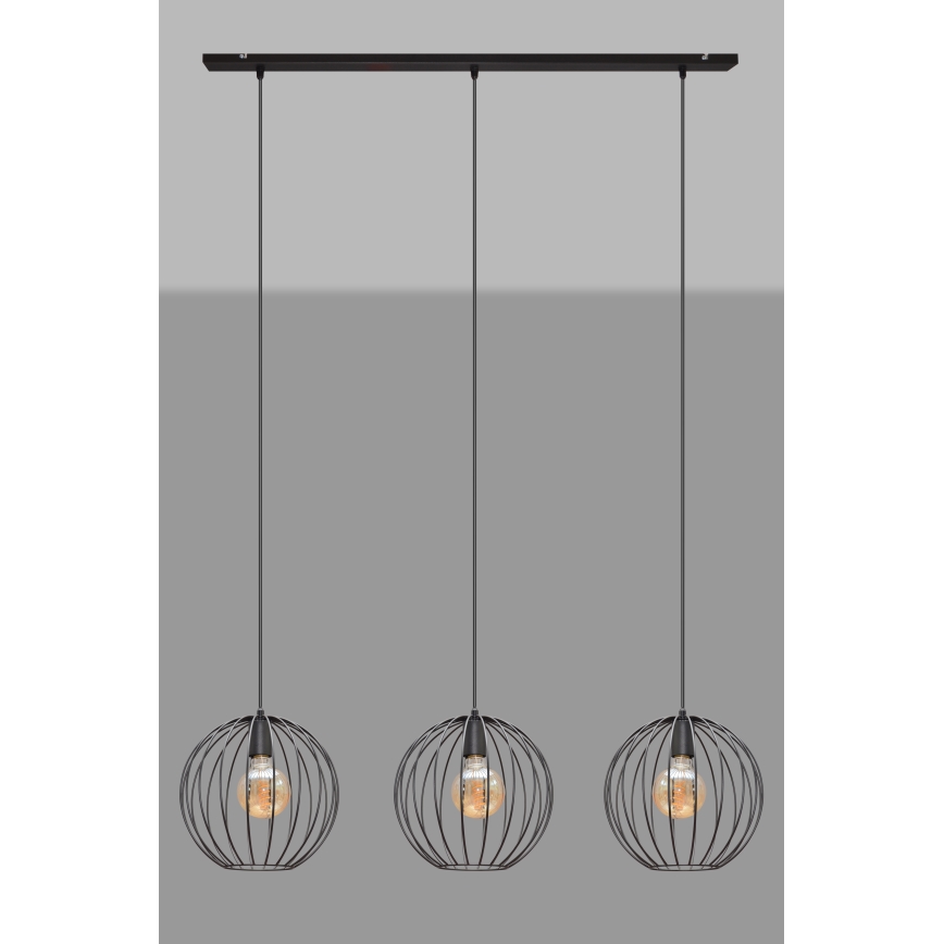 Luster na sajli MERCURE 3xE27/15W/230V crna