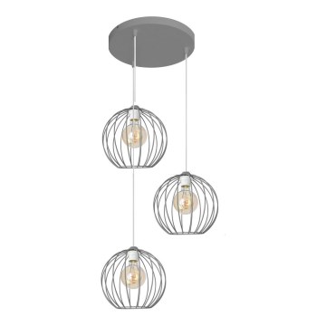 Luster na sajli MERCURE 3xE27/15W/230V siva