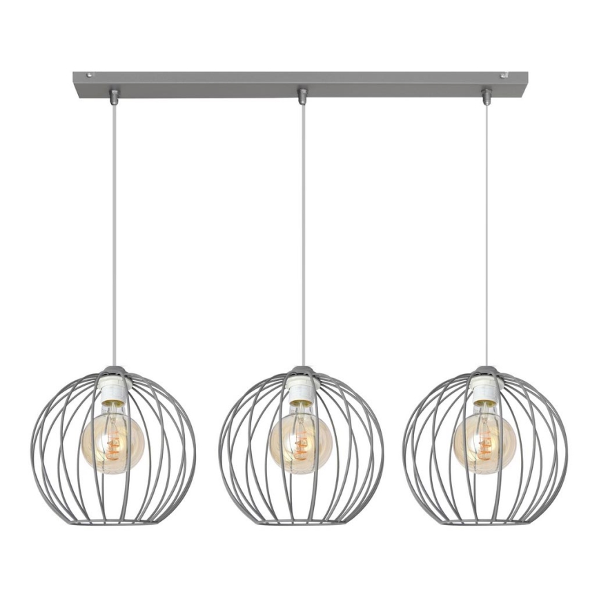 Luster na sajli MERCURE 3xE27/15W/230V siva