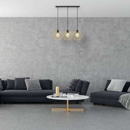 Luster na sajli MERCURE 3xE27/15W/230V zlatna/crna