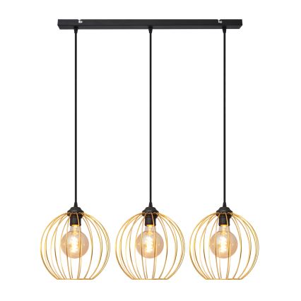 Luster na sajli MERCURE 3xE27/15W/230V zlatna/crna