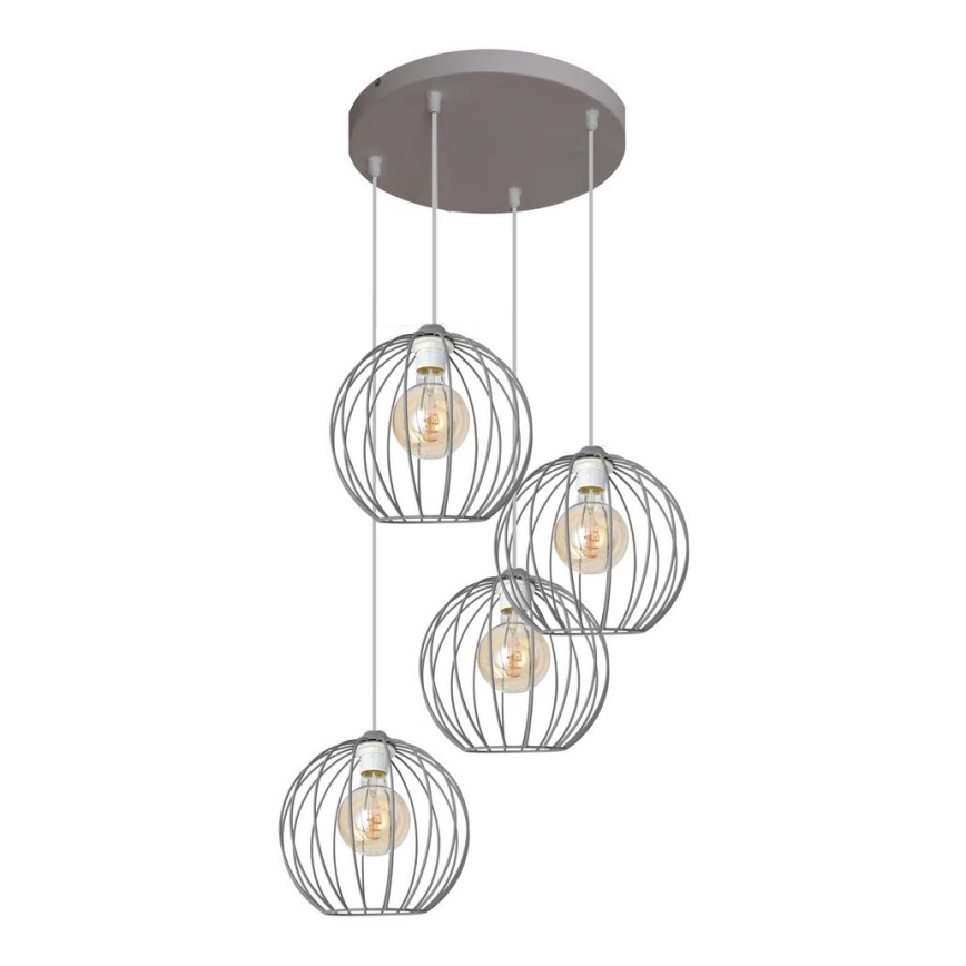 Luster na sajli MERCURE 4xE27/15W/230V siva