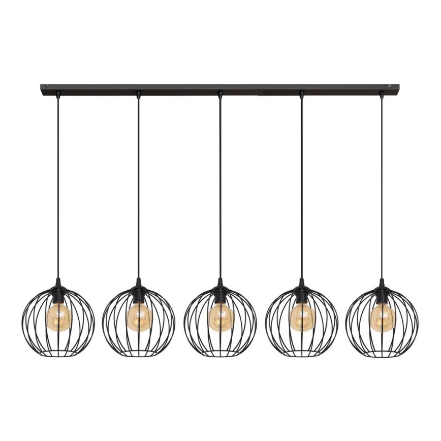 Luster na sajli MERCURE 5xE27/15W/230V crna
