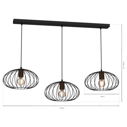 Luster na sajli MERIDIANO 3xE27/60W/230V