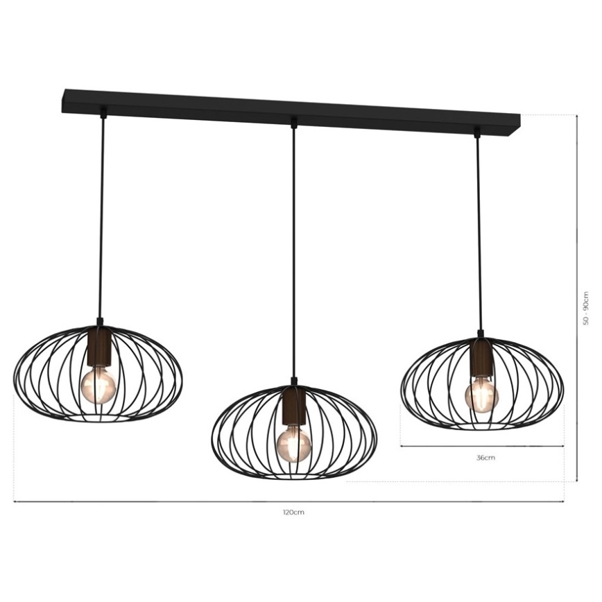 Luster na sajli MERIDIANO 3xE27/60W/230V