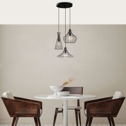 Luster na sajli MEZOPOTAMYA 3xE27/40W/230V crna