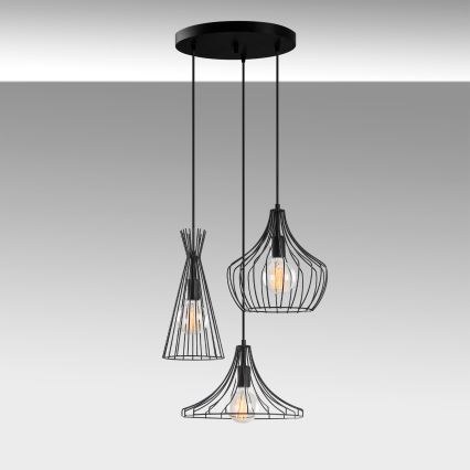 Luster na sajli MEZOPOTAMYA 3xE27/40W/230V crna