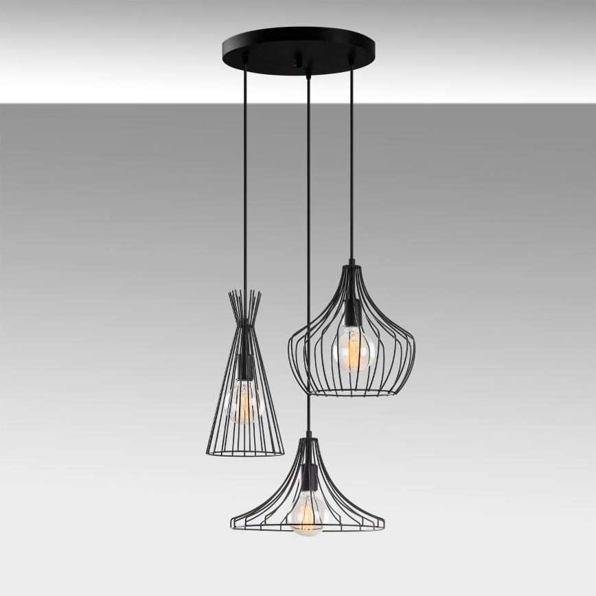 Luster na sajli MEZOPOTAMYA 3xE27/40W/230V crna