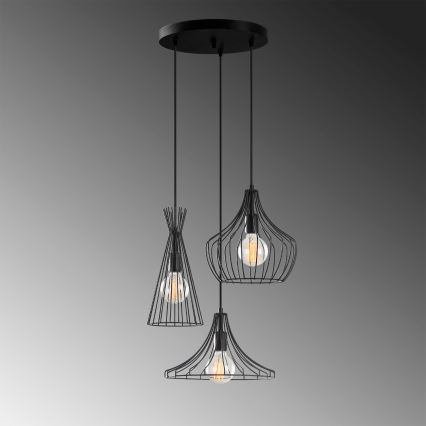Luster na sajli MEZOPOTAMYA 3xE27/40W/230V crna