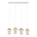 Luster na sajli MIKO 4xE27/15W/230V bijela/bež