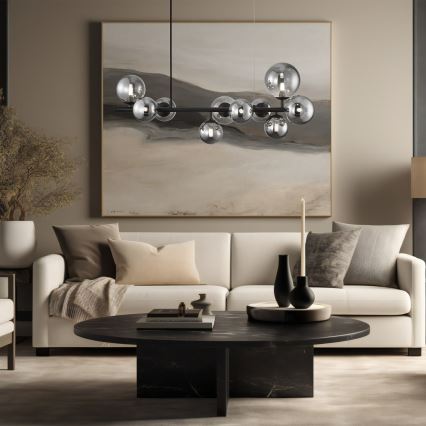 Luster na sajli MILA 10xG9/9W/230V crna/siva