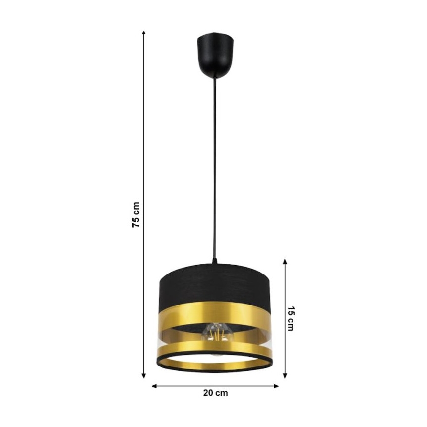 Luster na sajli MILO 1xE27/60W/230V zlatna/crna