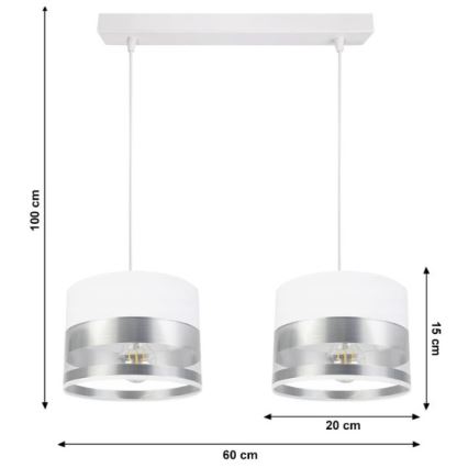 Luster na sajli MILO 2xE27/60W/230V srebrna