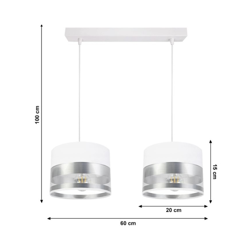 Luster na sajli MILO 2xE27/60W/230V srebrna