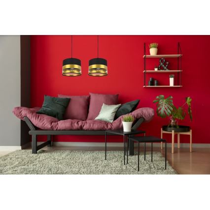 Luster na sajli MILO 2xE27/60W/230V zlatna/crna