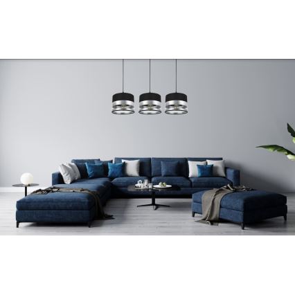 Luster na sajli MILO 3xE27/60W/230V srebrna/crna